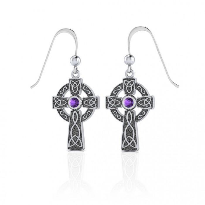 Celtic Cross Sterling Silver Hook Earrings TER075