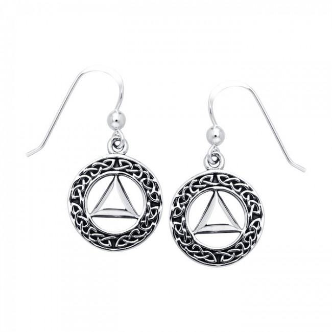 Celtic AA Symbol Sterling Silver Earrings TER110
