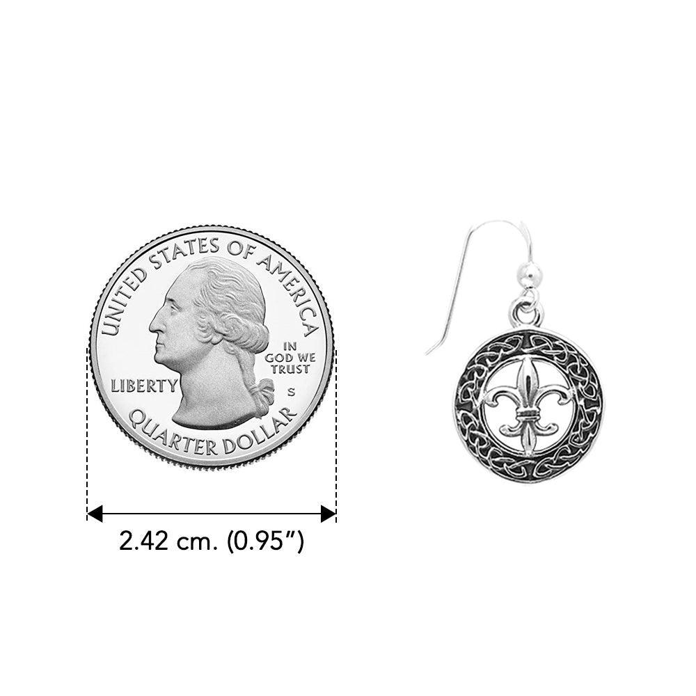 Fit for a queen in Celtic Knotwork Fleur-de-Lis Sterling Silver Hook Earrings TER113