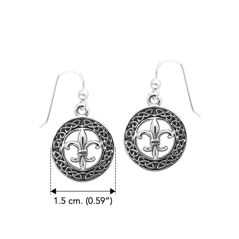 Fit for a queen in Celtic Knotwork Fleur-de-Lis Sterling Silver Hook Earrings TER113