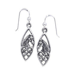Celtic Heart Horse Sterling Silver Hook Earrings TER124 | Earrings | Wiccan Center