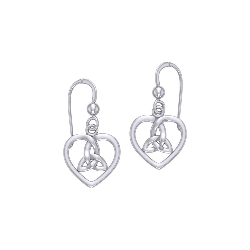 Celtic Heart Trinity Knot Sterling Silver Earrings TER1292