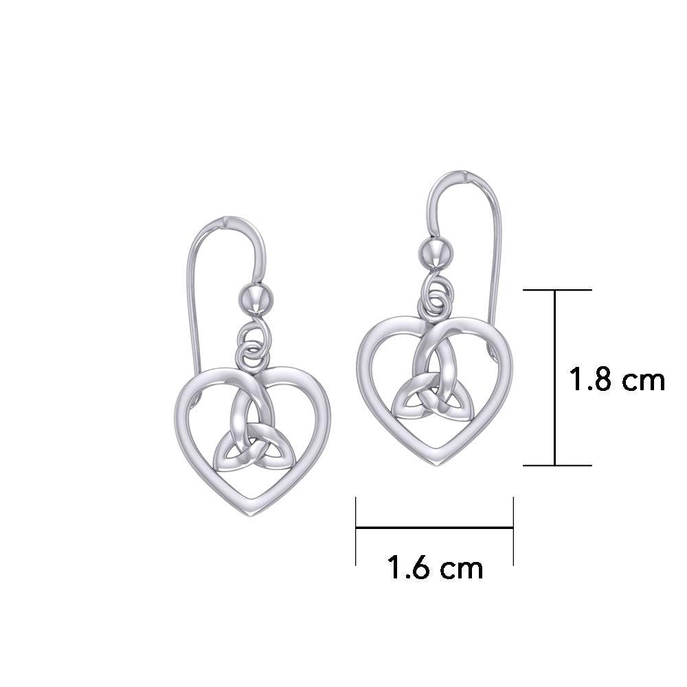 Celtic Heart Trinity Knot Sterling Silver Earrings TER1292