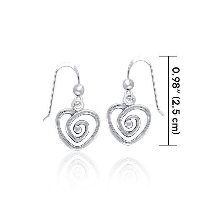 Spiral Heart Celtic Contemporary Silver Earrings TER1313