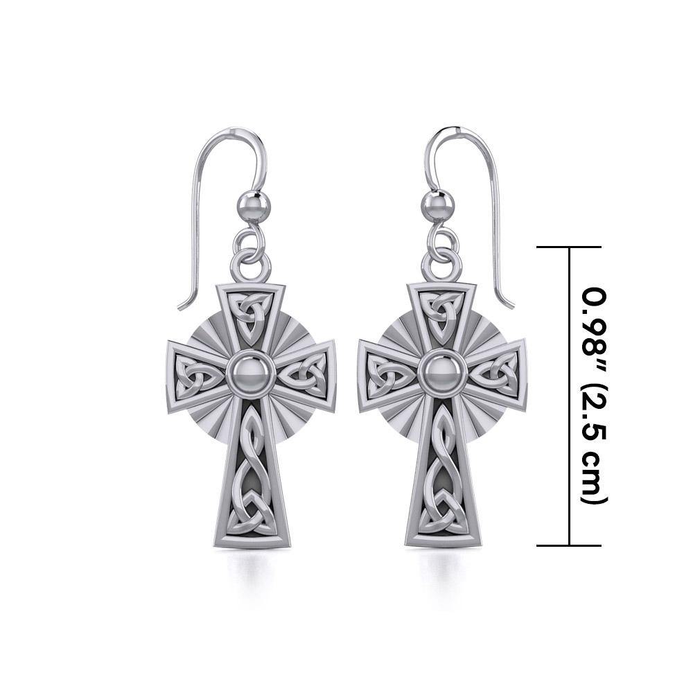 Modern Celtic Cross Sterling Silver Earrings TER1381