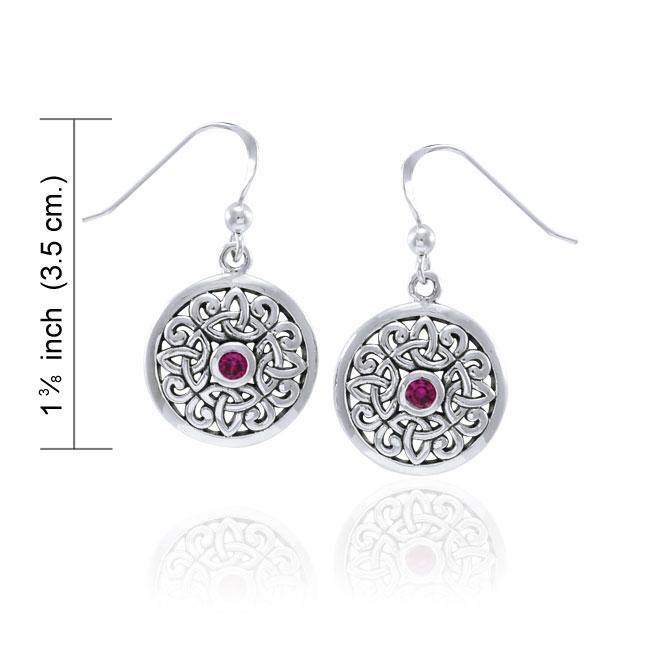 Celtic Flower Sterling Silver with Gemstone Earrings TER1387