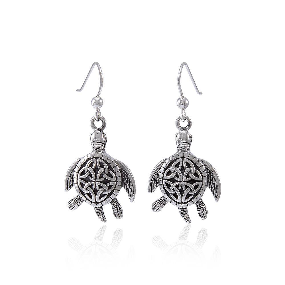 Celtic Knot Sea Turtle Sterling Silver Earrings TER1471