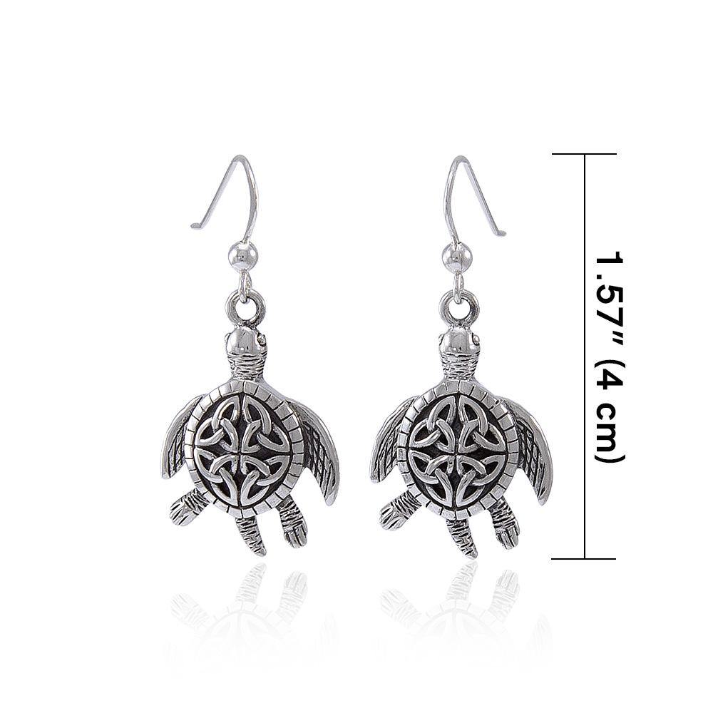 Celtic Knot Sea Turtle Sterling Silver Earrings TER1471