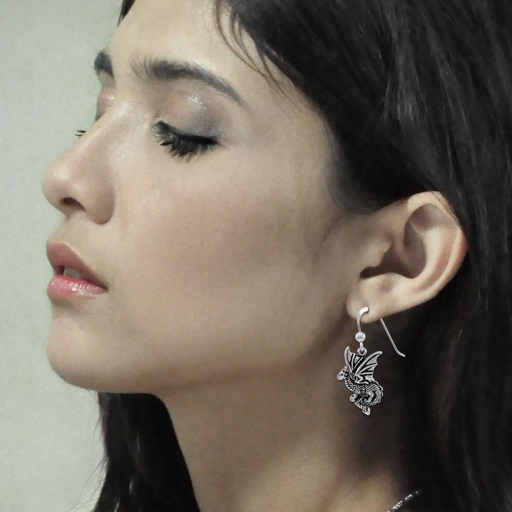 Fantasy Dragon Sterling Silver Earrings TER1475