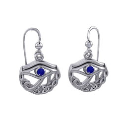 Eye of Horus with Celtic Knot Crescent Moon Silver Earrings TER1600 | Earrings | Wiccan Center