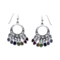 Celtick Knotwork Sterling Silver Hook Earrings with Dangling Chakra Gemstones TER163