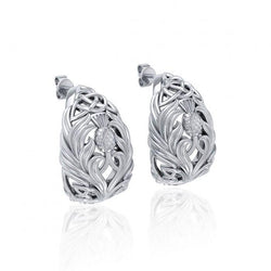 A strong emblem in full bloom ~ Sterling Silver Jewelry Celtic Thistle Post Earrings TER1672 | Earrings | Wiccan Center