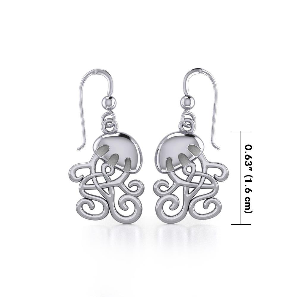 Jellyfish with Celtic Tail Silver Earrings TER1734