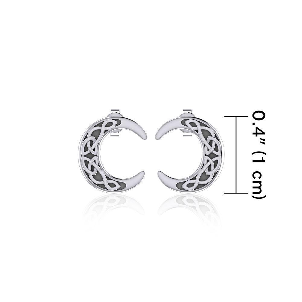 Celtic Crescent Moon Sterling Silver Post Earrings TER1758