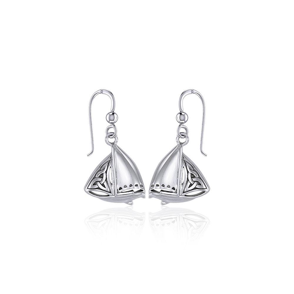 Celtic Knots Silver Sailboat Hook Earrings TER1760