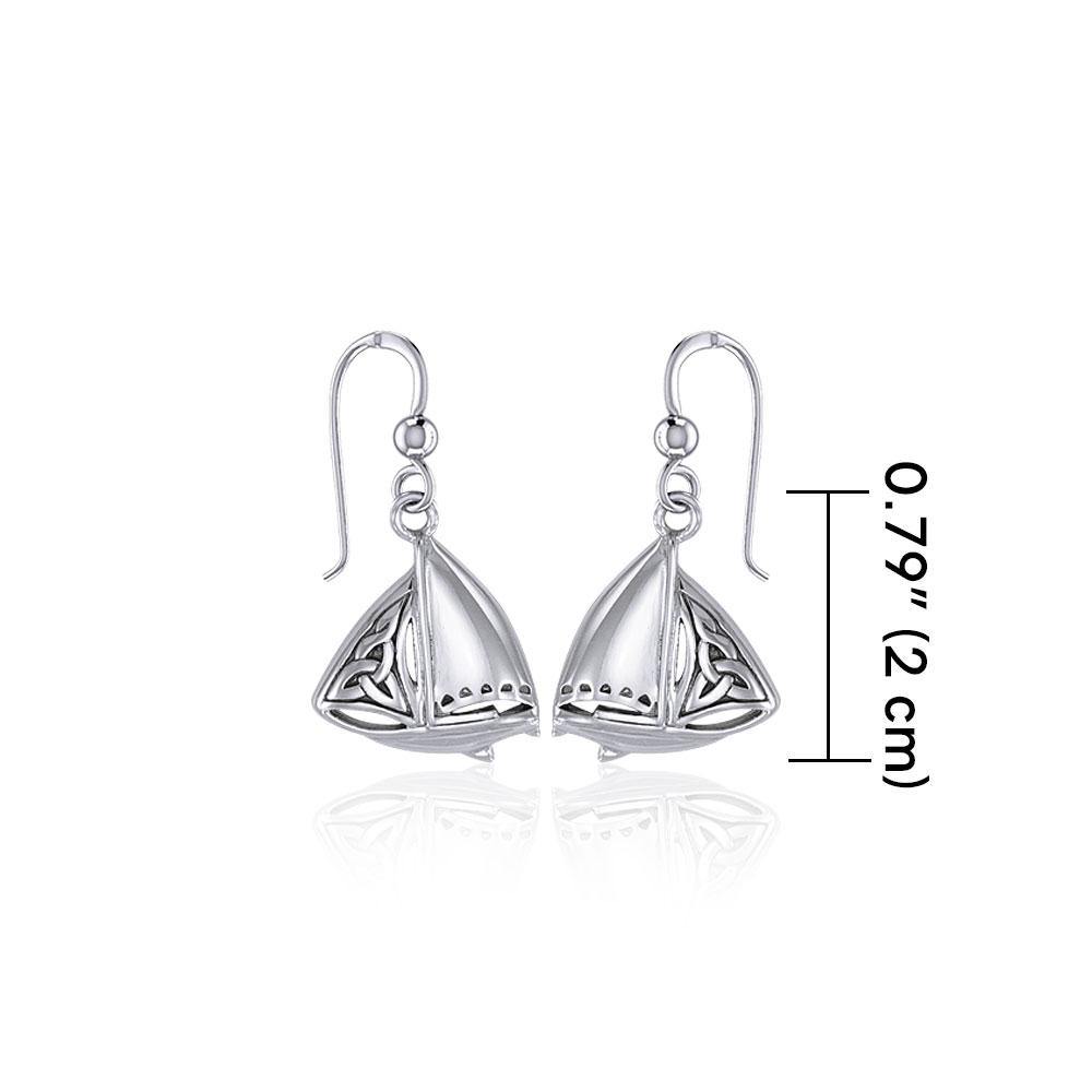 Celtic Knots Silver Sailboat Hook Earrings TER1760