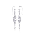 Celtic Crescent Moon with Dangle Teardrop Sterling Silver Hook Earrings TER1763
