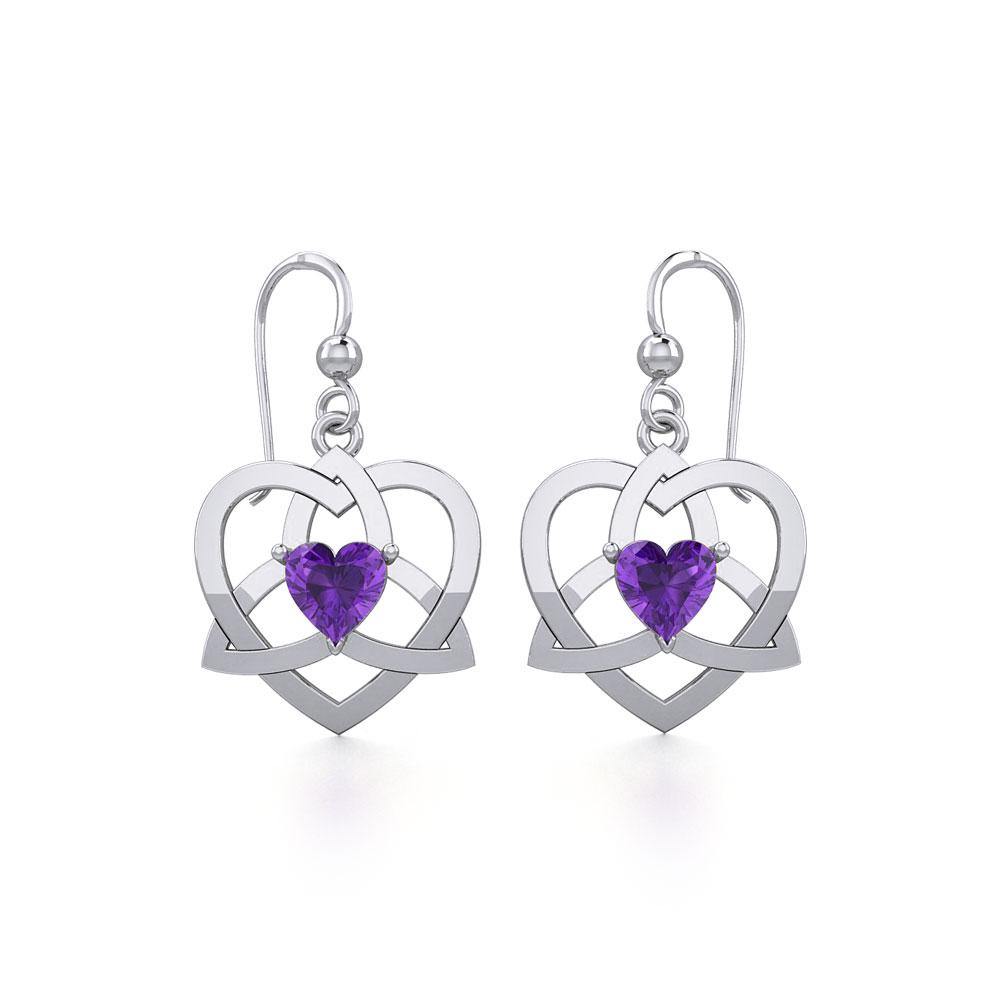 The Celtic Trinity Heart Silver Earrings with Gemstone TER1788