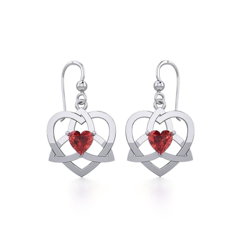 The Celtic Trinity Heart Silver Earrings with Gemstone TER1788