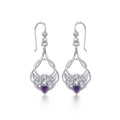 Celtic Knotwork Silver Earrings with Heart Gemstone TER1793