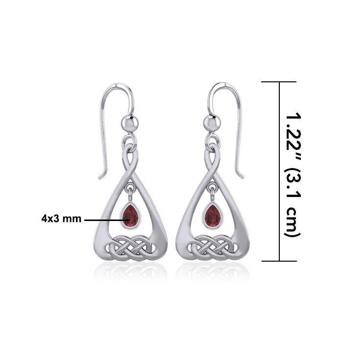 Celtic Knot Silver Earrings  with Dangling Gemstone TER1794