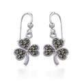 A young spring of luck and happiness Sterling Silver Jewelry Celtic Shamrock Hook Earrings with Marcasite TER1800