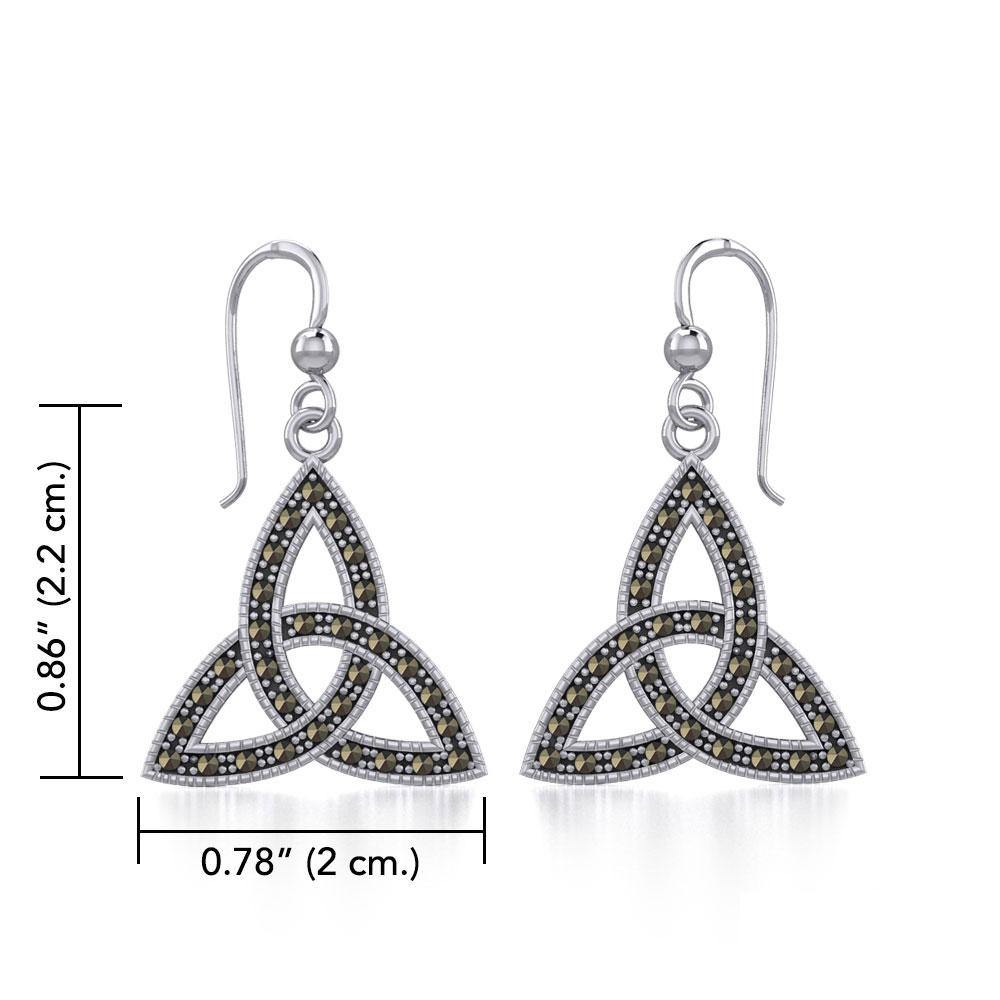 Sterling Silver Celtic Trinity Knot Earrings with Marcasite TER1801