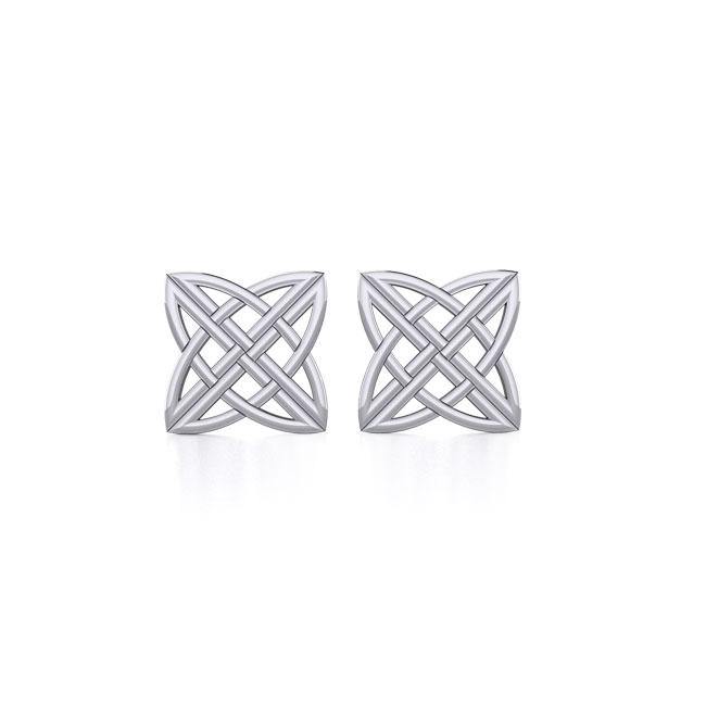 Celtic Knotwork Brigid Cross Silver Post Earrings TER1803