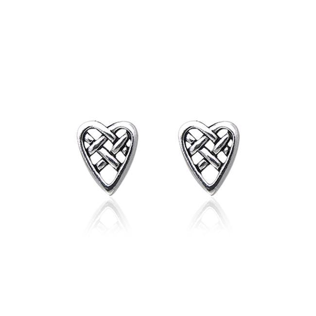 Celtic Knotwork Heart Sterling Silver Post Earrings TER1805