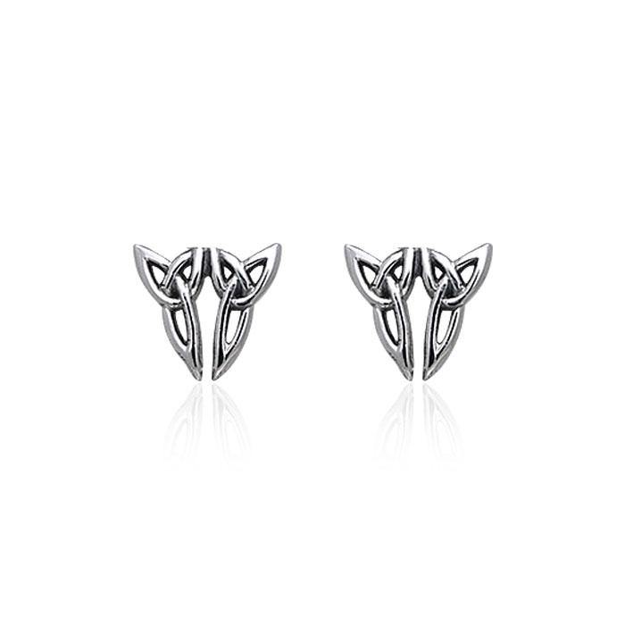 Celtic Twin Trinity Knot Silver Post Earrings TER1807