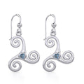 Celtic Spiral Triskele Silver Earrings with Heart Gemstone TER1831