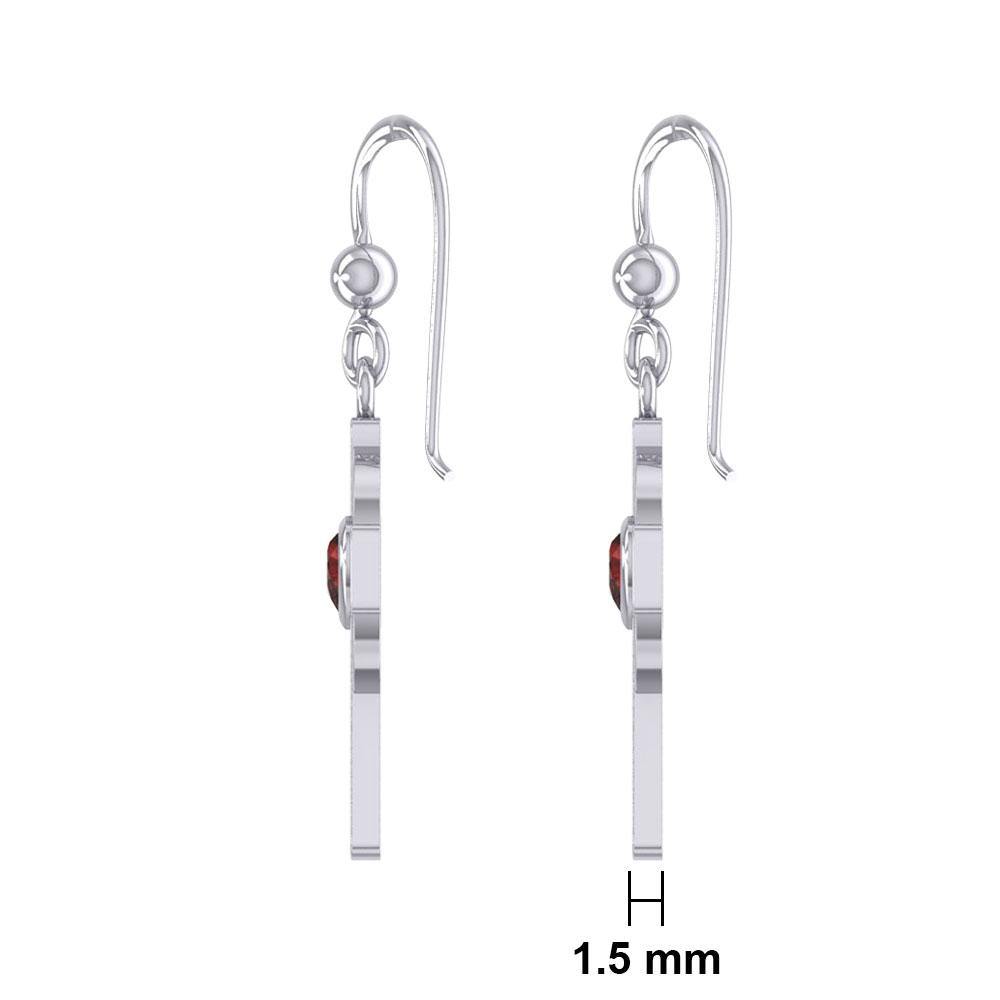 Celtic Cross Sterling Silver Earrings with Heart Gemstone TER1833