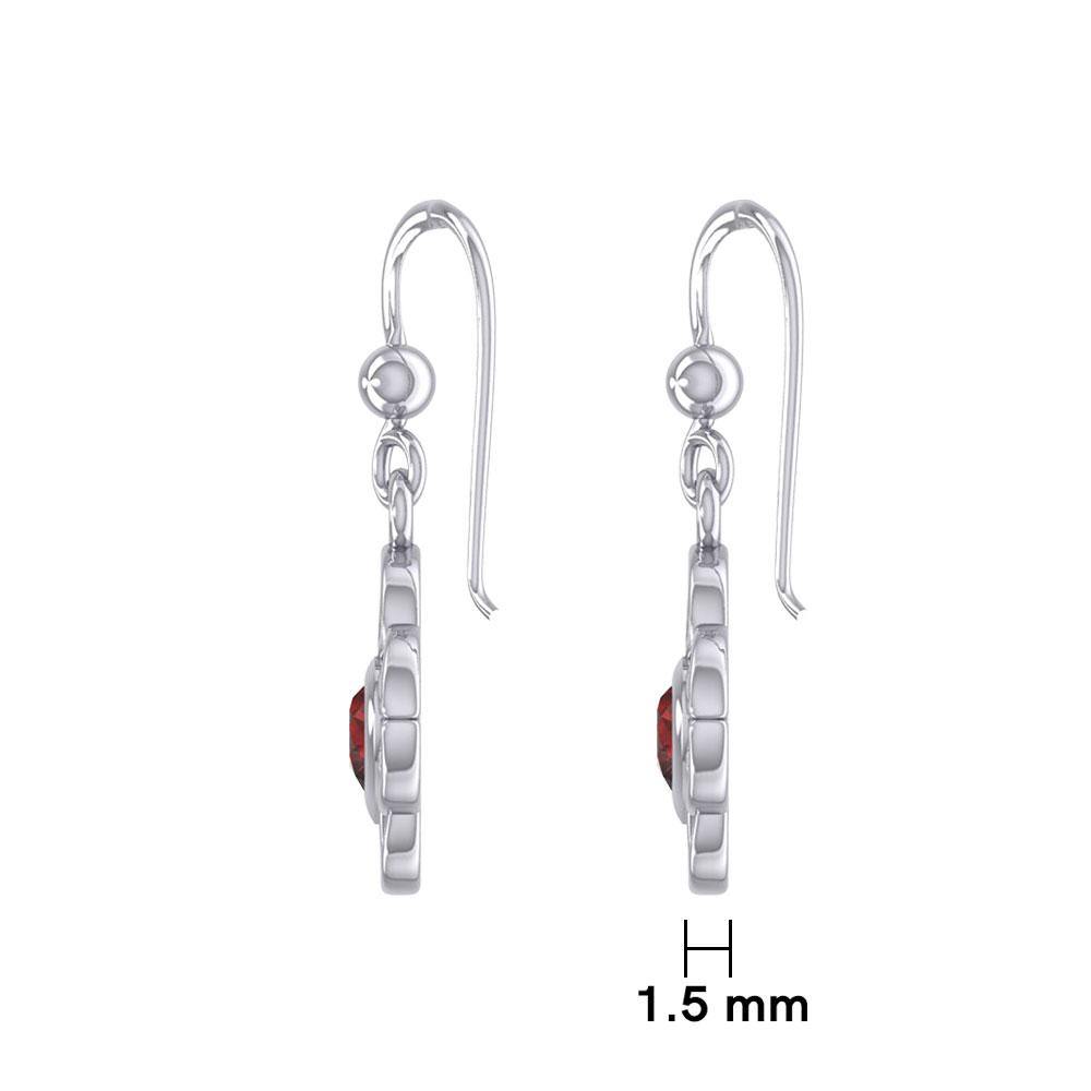 Celtic Knotwork Sterling Silver Earrings with Heart Gemstone TER1845