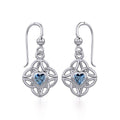 Celtic Knotwork Sterling Silver Earrings with Heart Gemstone TER1845