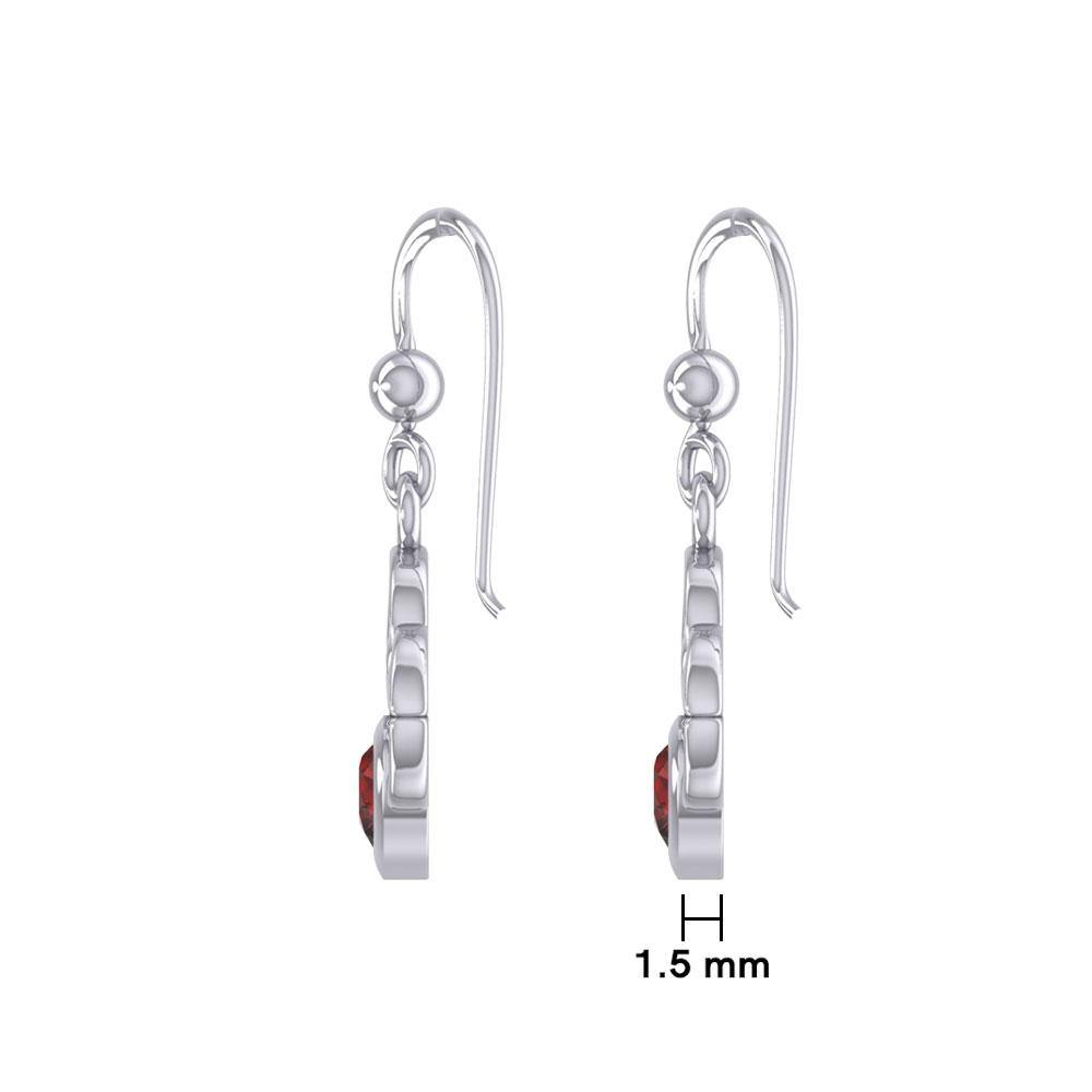 Celtic Knotwork Silver Earrings with Heart Gemstone TER1846