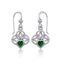 Celtic Knotwork Silver Earrings with Heart Gemstone TER1846