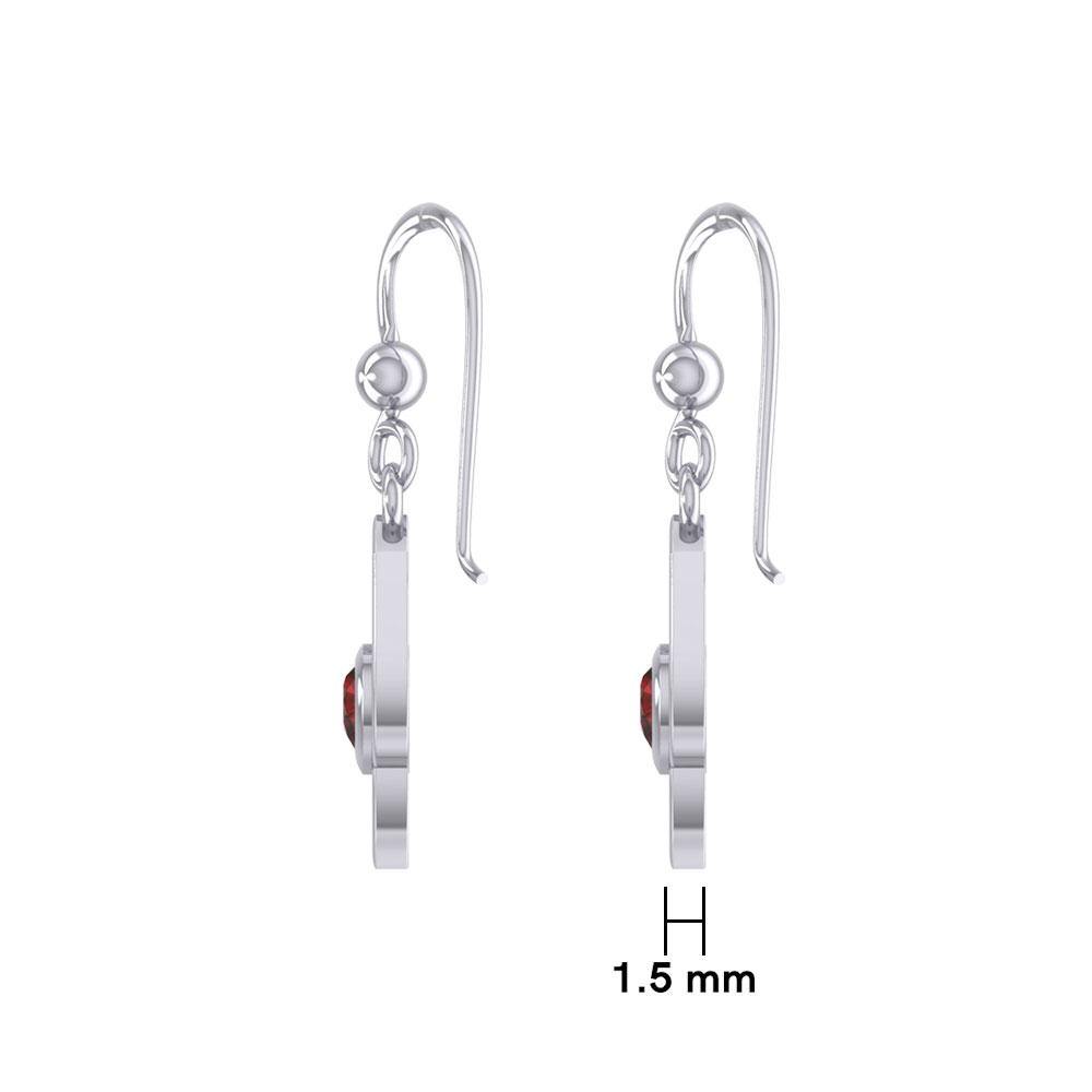 Celtic Knotwork Silver Earrings with Heart Gemstone TER1847