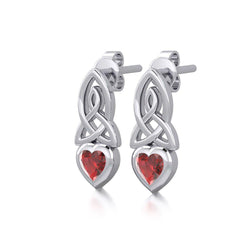 Celtic Heart Silver Post Earrings with Gemstone TER1871 | Post Earrings | Wiccan Center
