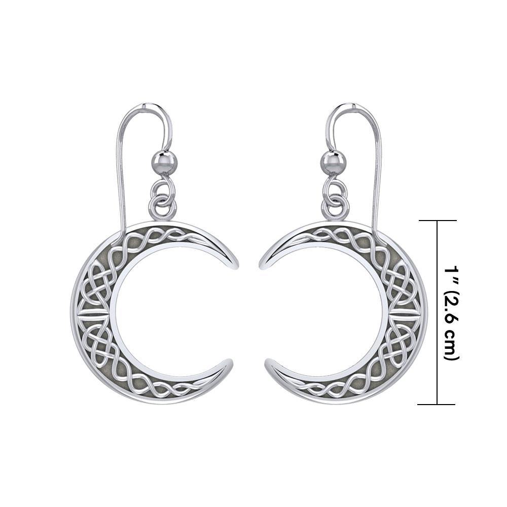 Large Celtic Crescent Moon Silver Earrings TER1879