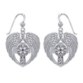 Feel the Tranquil in Angels Wings Sterling Silver Earrings with Celtic Cross TER1893
