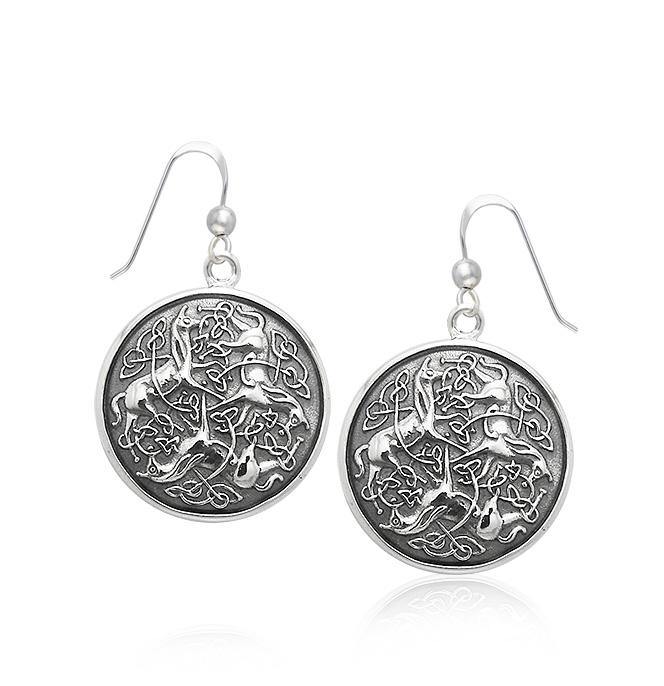 Celtic Triple Horses Sterling Silver Earrings TER1899