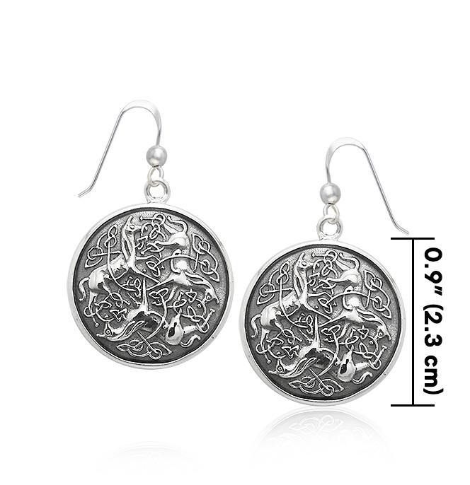 Celtic Triple Horses Sterling Silver Earrings TER1899