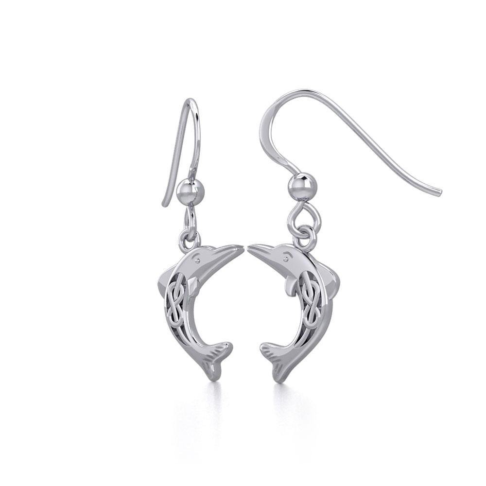 Celtic Joyful Dolphins Sterling Silver Earrings TER1924