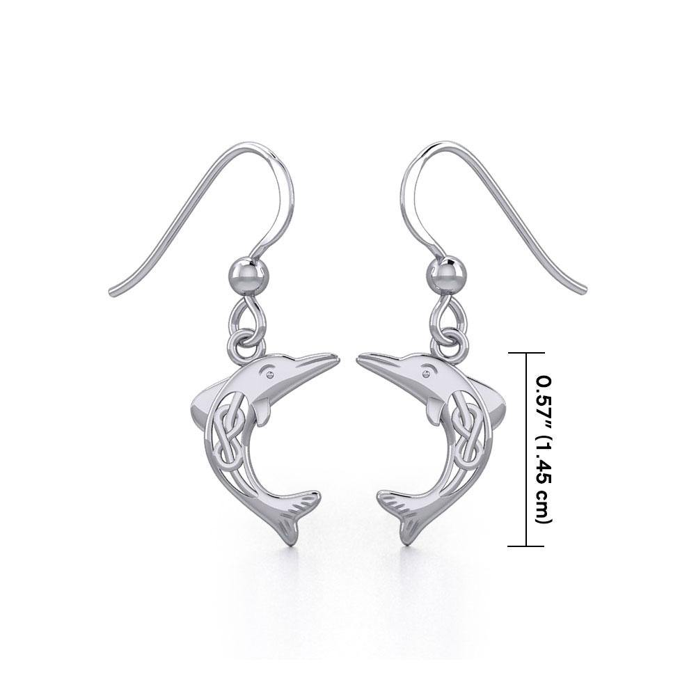 Celtic Joyful Dolphins Sterling Silver Earrings TER1924