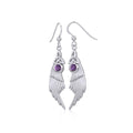 Celtic Trinity Knot Angel Wing Silver Earrings with Round Gemstone TER1926
