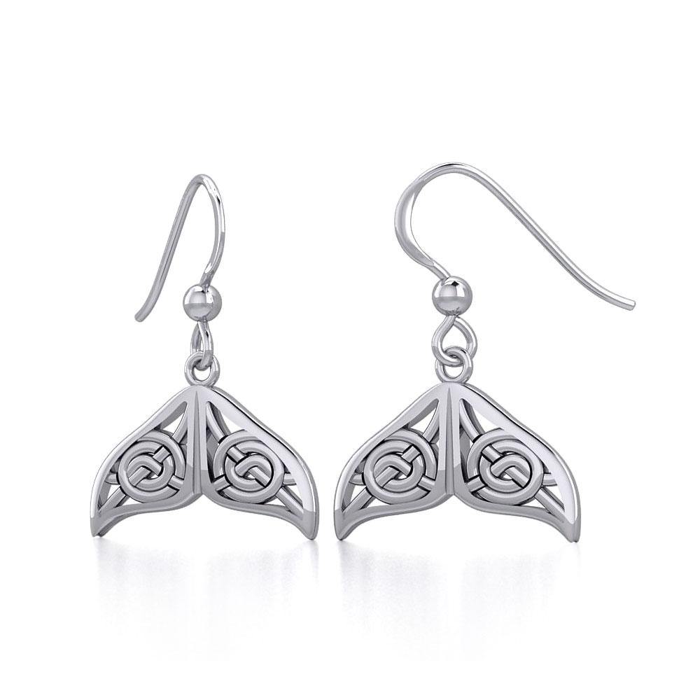 Celtic Knotwork Whale Tail Sterling Silver Earrings TER1929