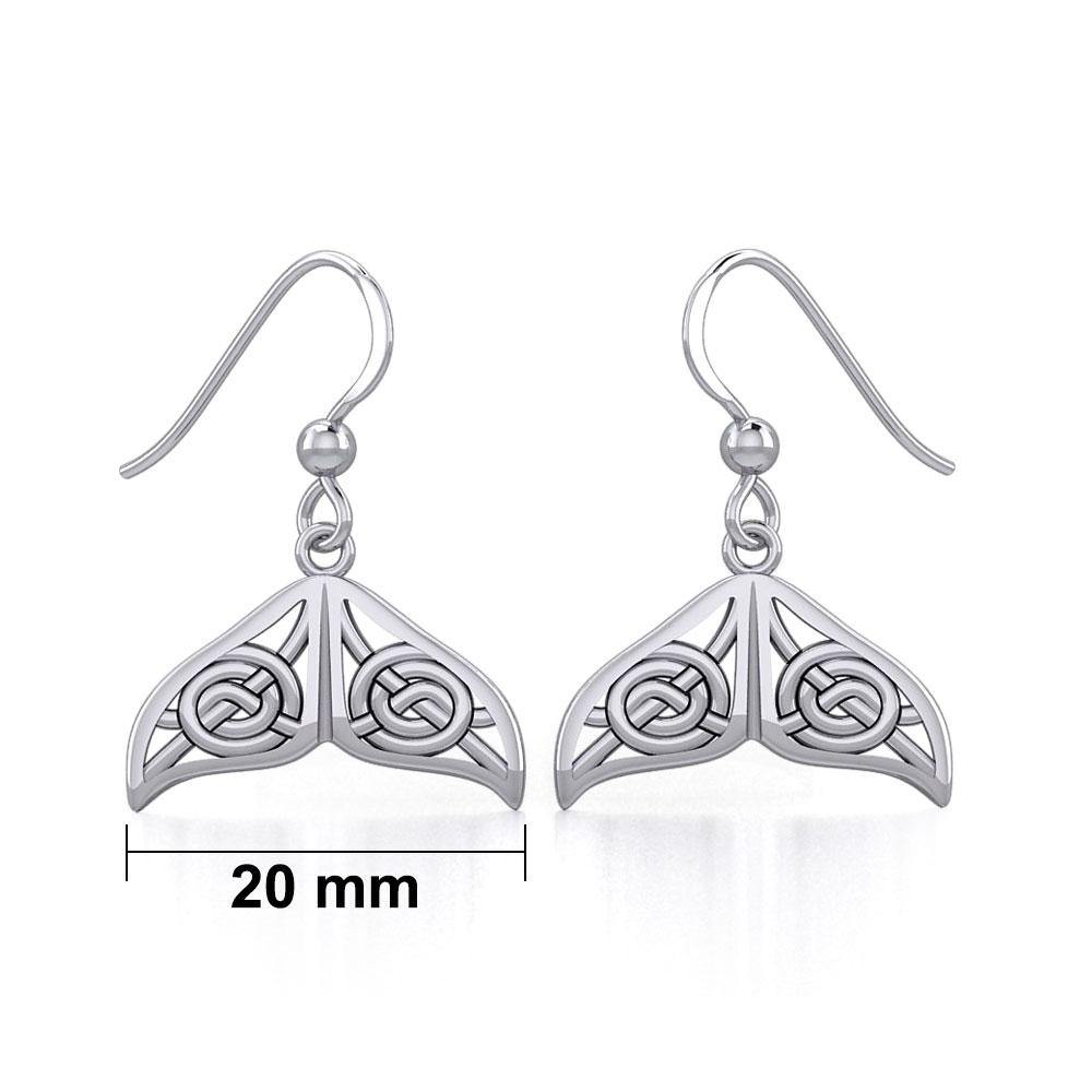 Celtic Knotwork Whale Tail Sterling Silver Earrings TER1929