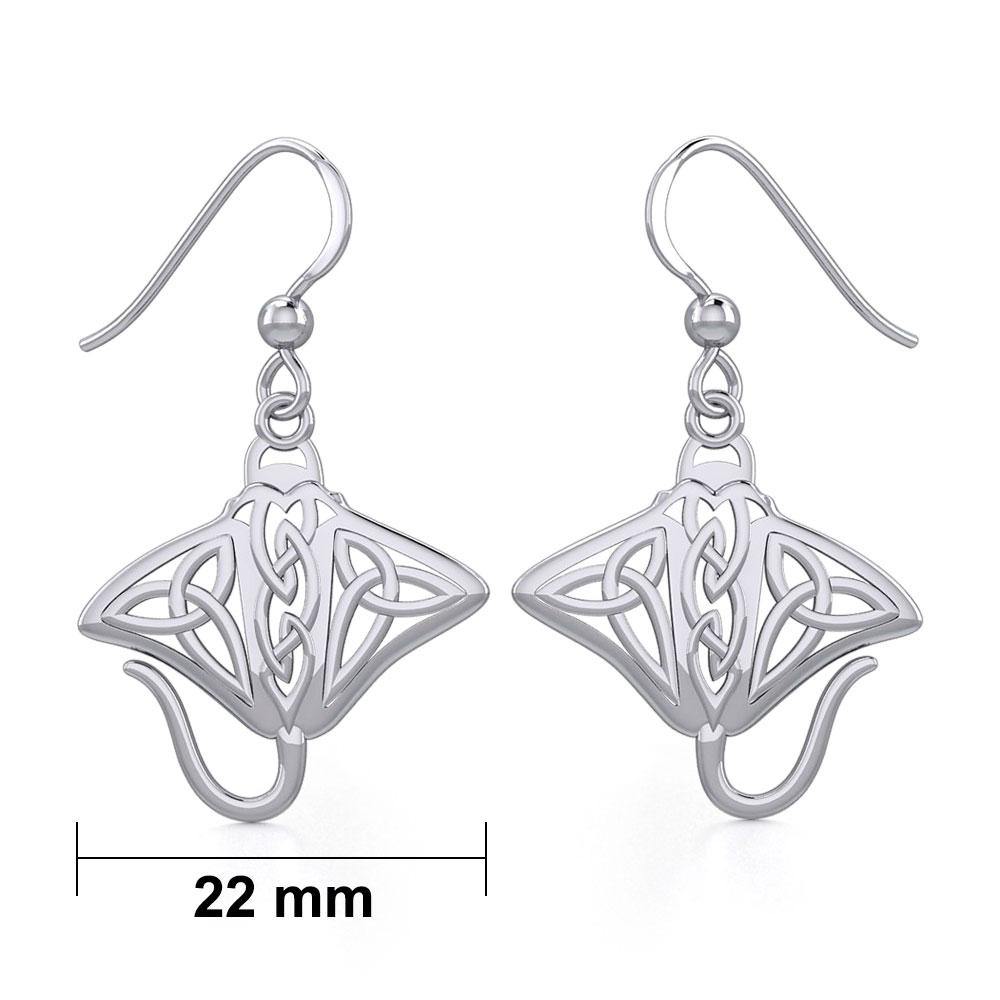 Grant the positive energy Celtic Manta Ray Sterling Silver Earrings TER1930