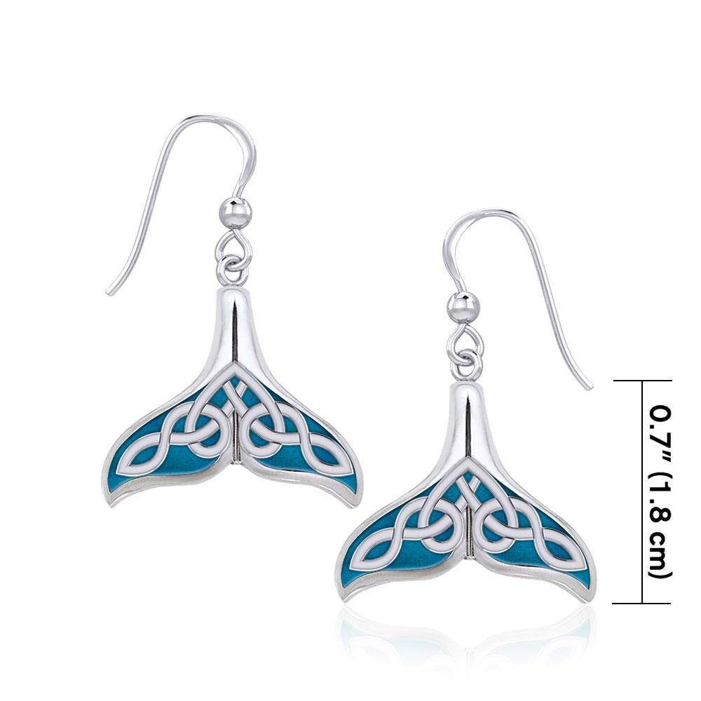 Celtic Whale Tail Sterling Silver Earrings with Enamel TER1931