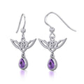 Celtic Knotwork Silver Earrings with Dangling Gemstone TER1933